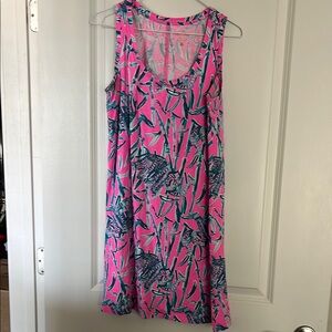 Lilly Pulitzer Vibrant Pink and Green Sleeveless Dress
